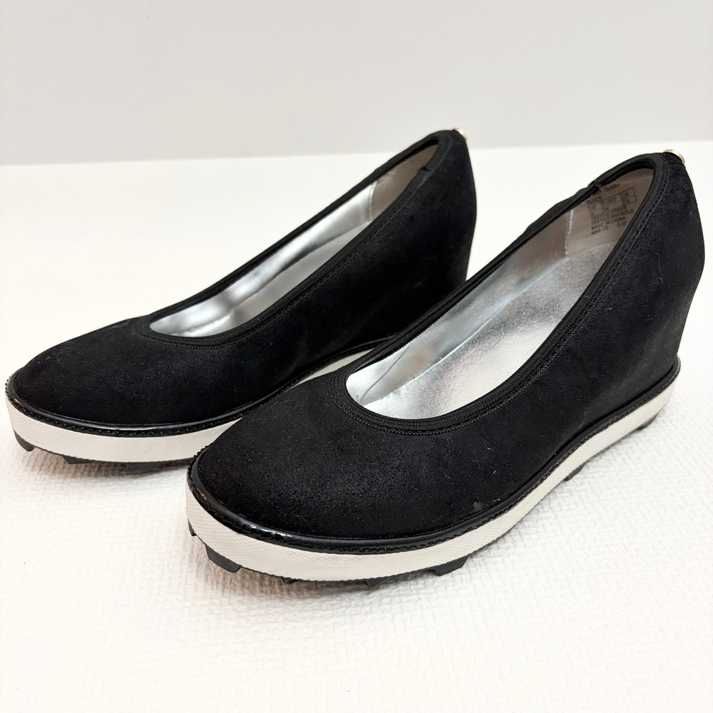 Stuart Weitzman Ariana Clare Wedge Pump Black Textile Size 3 US 34 EUR